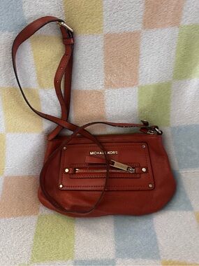 Michael Kors Small Leather Crossbody Bag in Rust